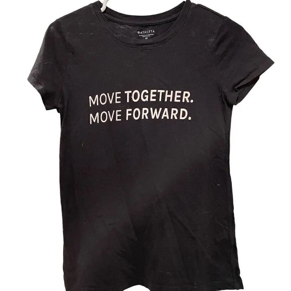 Athleta TShirt Womens XS Black Motivational Screen Print Short Sleeve Active